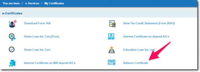 bank balance certificate sbi online